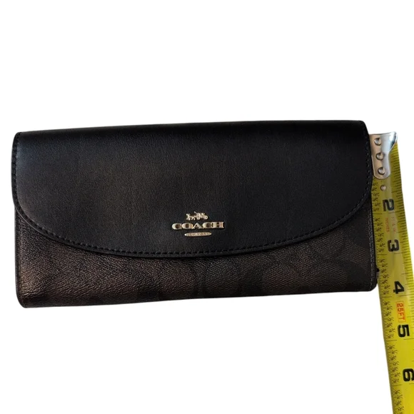 Coach Black Women's Wallet Preloved Zipper Broke Monogram Leather - Picture 11 of 12